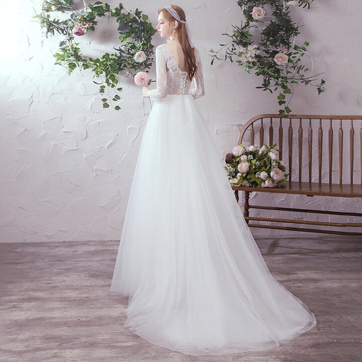 楽天市場】海外挙式 ブライダル ロングドレス ウエディングドレス 花嫁  