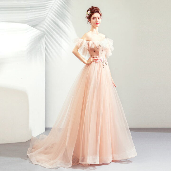 楽天市場】カラードレス 演奏会 ピンク ロングドレス 結婚式 花嫁  