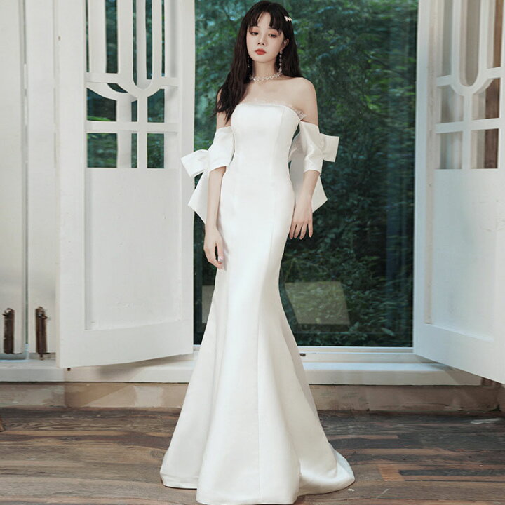 楽天市場 ウエディング ドレス Wedding Dress ウェディングドレス 話題の新作 マーメイドタイプ ウエディングドレス オフショルダーウェディングドレス トレーンドレス 前撮り 後撮り 披露宴 結婚式 演奏会 発表会 海外挙式ドレス Schik