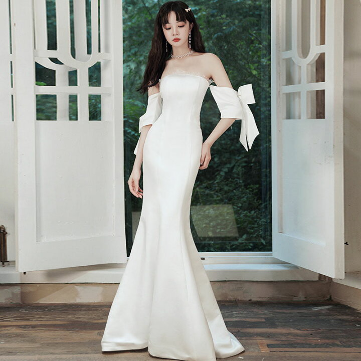 楽天市場 ウエディング ドレス Wedding Dress ウェディングドレス 話題の新作 マーメイドタイプ ウエディングドレス オフショルダーウェディングドレス トレーンドレス 前撮り 後撮り 披露宴 結婚式 演奏会 発表会 海外挙式ドレス Schik
