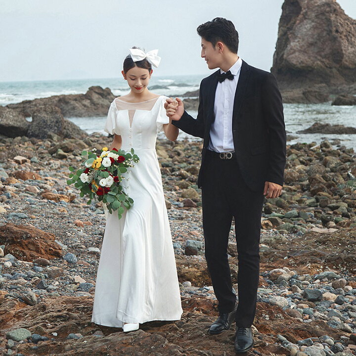 楽天市場】海外挙式 ウェディングドレス 花嫁 前撮り ドレス ロング  