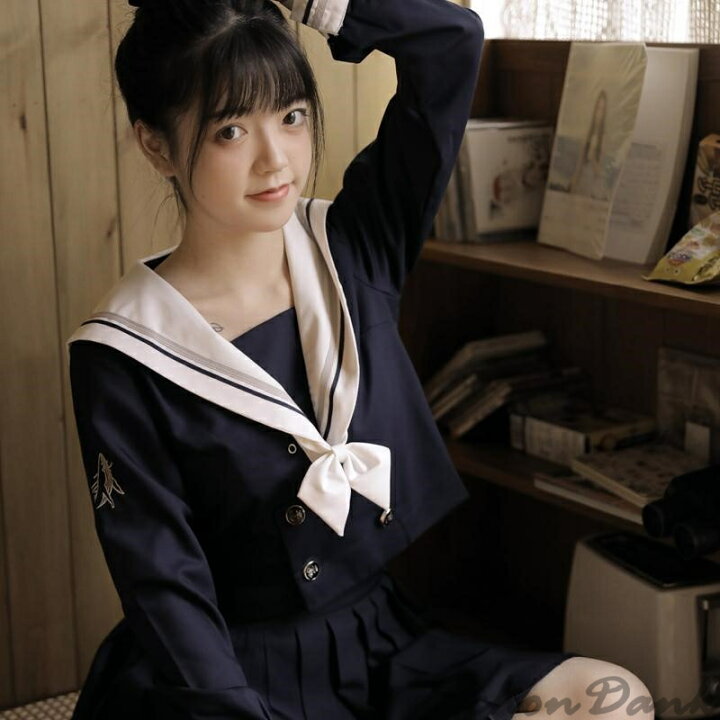 楽天市場 女子jk制服 セーラー服 名古屋襟 刺繍 上下セット 大きいサイズ リボン付き 半袖 長袖 コスプレ衣装 仮装 学院風 学生服 プリーツスカート 高校生 大人 ギャル服 入学式 卒業式 文化祭 春夏秋 ハロウィン Halloween ホームパーティー デート お出掛け Cosplay