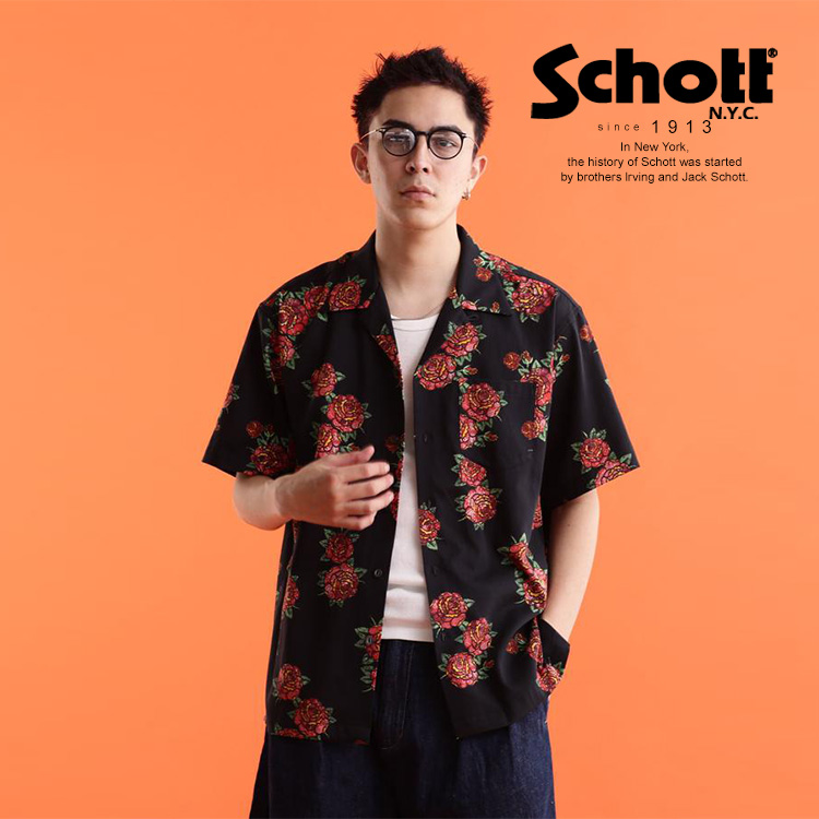 Schott ショット 公式通販 |WEB LIMITED |HAWAIIAN SHIRT BANDANA ROSE アロハシャツ バンダナローズ  半袖 23ss