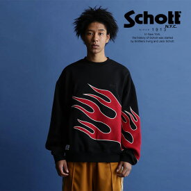 ★SALE |★SALE |Schott/ショット 公式通販|WEB LIMITED|CREW SWEAT FIRE PATTERN/クルー スウェット ファイアー パターン 23SS ※セール品につき交換返品不可※セール品につき交換返品不可