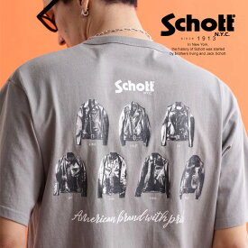 ★SALE |Schott/ショット 公式通販 |S/S T-SHIRT "STANDARD LEATHER"/半袖 Tシャツ "スタンダードレザー" カットソー バックプリント 23ss