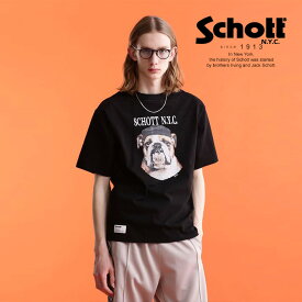 ★SALE |Schott/ショット 公式通販 |S/S T-SHIRT "BULLDOG"/"ブルドッグ" Tシャツ プリントT ドッグ ブル 半袖 カットソー 23ss
