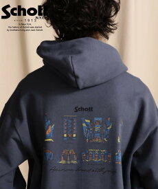 ★SALE |Schott/ショット 公式通販 |HOODED SWEAT N.Y. MAP /ニューヨークマップ パーカー 長袖 カットソー 23FW