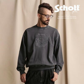 ★SALE |Schott/ショット 公式通販 |CREW SWEAT STENCIL BULLDOG/クルーネック スウェット ステンシルブルドッグ カットソー 長袖 23FW ※セール品につき交換返品不可