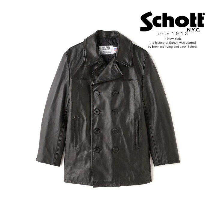 楽天市場】Schott/ショット 公式通販 |140 LEATHER PEACOAT/レザー  