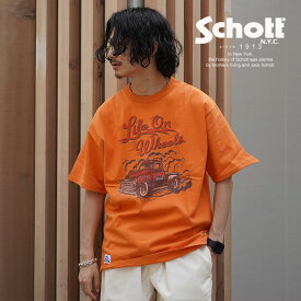 ★SALE |Schott/ショット 公式通販| WEB LIMITED | T-SHIRT LIFEONWHEELS /Tシャツ " ライフオンホイール " プリントT 半袖 カットソー 23ss ※セール品につき交換返品不可