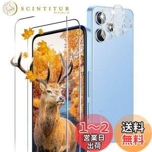 【送料無料】【2+2枚セット 指紋認証対応】 用 Xiaomi Redmi 12 5G ガラスフィルム 2枚 シャオミ レッドミー 12 フィルム + 2枚 カメラ保護フィルムセッ 【 日本旭硝子製 9H強度 】 対応 Redmi 12 強化ガ