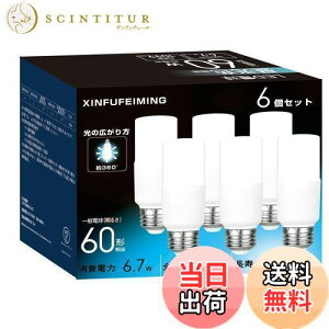 【送料無料】T形タイプ led電球 E26口金 60W形相当 6.7W 昼光色 1099lm 全方向 電球形蛍光灯EFD15代替 断熱材施工器具対応 密閉形器具対応 一般電球 6個入り T形 60W形 昼光色, e26口金 直径26mm
