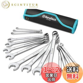DURATECH コンビネーションレンチ スパナセット コンビネーションスパナ 8〜22mm CR-V製 鏡面仕上げ 車メンテナンス 組み立て DIY 収納袋付 15本組