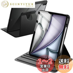 yzJETech ]P[X iPad Air 13C` M3/M2i2025/2024jp Pencilz_[t 360°]ی X^hJo[ NAobN I[gEFCN/X[v (ubN)