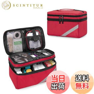 【送料無料】Trunab メディカルバッグ 救急バッグ 二層式 医療バッグ 家庭用 救急箱 (レッド)