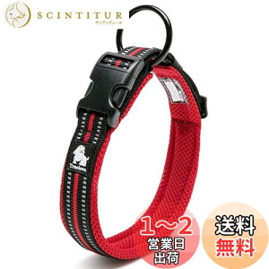 【送料無料】cocomall日本授権店 犬首輪 犬の首輪 訓練首輪 小型、中型、大型犬用首輪 ペット用品 3M反射材料 ナイロン製 通気性 弾力性 ソフト 調節可能 ハーネス リード (S レッド)