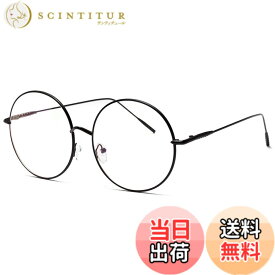 【送料無料】大きめ 丸メガネ 華奢 ステンレス フレーム 伊達メガネ 眼鏡 サングラス (ブラック) [並行輸入品]