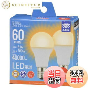 【送料無料】オーム(OHM) 電機 LED電球小形 E17 60形相当/60W相当 電球色 密閉器具対応 断熱材施工器具対応 ミニクリプトン形 2個入 LDA6L-G-E17 AG62P 06-5548
