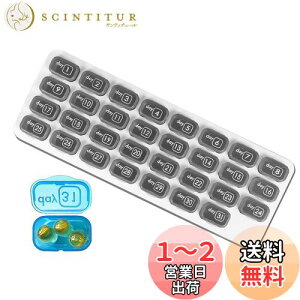【送料無料】DELUXEFOX ピルケース 1ヶ月 31格 薬ケース 1ヶ月 お薬カレンダー サプリケース 薬入れ 防湿小型 薬 収納 錠剤 ケース 薬 飲み忘れ防止 高齢者用 薬のみ忘れ防止ポーチ 旅行用 - グレ