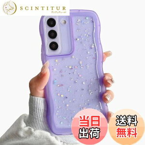 【送料無料】QLTYPRI Galaxy S21 ケース クリア TPU カバー ウェーブ おしゃれ 韓国 可愛い ウェーブ グリッター 透明 薄型 軽量 耐衝撃 滑り止め (SC-51B / SCG09) スマホケース ワイヤレス充電対応 ス