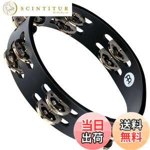 �y���������zMEINL Percussion �}�C�l�� �^���o���� Compact Wood Tambourine Nickel Plated Steel Jingles 2rows CTA2S-BK �y�������K�i�z �F�FNickel Plated Steel