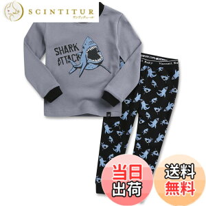 �y���������z[Vaenait Baby] 6����-7�� �L�b�Y �q�� �x�r�[ �����L�����N�^�[ �� ��100% ���[���E�F�A ���� �p�W���} �Q�Ԓ� �㉺�Z�b�g Cotton sleepwear �F�FShark Attack�A�T�C�Y�F90