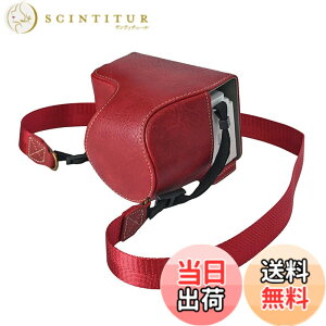 �y���������zRieibi ZV-E10 II �J�����p�S�ʕی�J�o�[ PU���U�[�P�[�X For Sony E10 16-50mm�����Y�Ƀt�B�b�g �o�b�O �V�����_�[�X�g���b�v�t�� �g�ѕ֗� �F�FRed