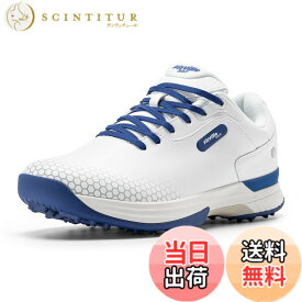 【送料無料】[FitVille] 幅広 ゴルフシューズ メンズ 2E 4E ゴルフ用 スニーカー スパイク 軽量 色：ブルー、サイズ：32.0 cm 4E