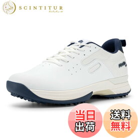 【送料無料】[FitVille] ゴルフシューズ メンズ 幅広 スパイク プロゴルフ 靴 男性用 ゴルフトレーニング スニーカー ビジネス運動 軽量 撥水 色：ホワイト、サイズ：30.0 cm 4E