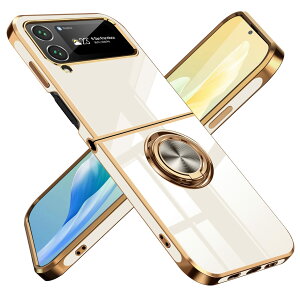 �y���������zGalaxy Z Flip4 �P�[�X �����O �ϏՌ� �����Y�ی� �y�� Samsung �M�����N�V�[ Z Flip4 / SC-54C / au SCG17 �J�o�[ ���b�L���H �\�t�g�P�[�X �X�^���h�@�\ �ԍڃz���_�[ �Ή� �T���T���G��S�n 