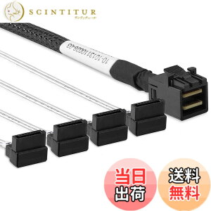 �y���������z���� Mini SAS �F�FSFF-8643 to 4x SATA (13#:�X�g���[�g���璼�p)�A�T�C�Y�F0.5m