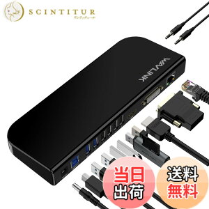 �y���������zWAVLINK USB 3.0A/type-C-�f���A�� HDMI �A�_�v�^�[ 4K�o�� �~�j�h�b�L���O�X�e�[�V���� �F�F�u���b�N�A�T�C�Y�F13-in1 ���@�\�h�b�L���O �X�e�[�V����