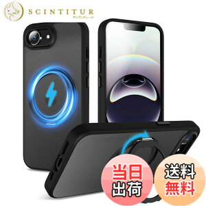 �y���������zMagSafe�Ή��P�[�X 360°���R��]�X�^���h �ϏՌ��� �����O�t�� ���G��ǂ� �S�ʕی� �h�o �F�F�u���b�N�A�T�C�Y�FiPhone 16e �p