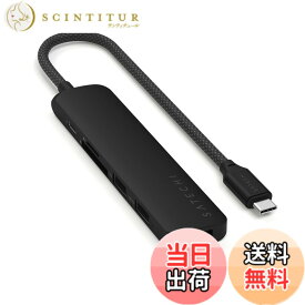 【送料無料】SATECHI スリム V2 マルチ USB-C ハブ 6in1 USB-C PD(60W), 4K HDMI(60Hz), Micro/SDカードスロット, USB-A (MacBook Pro/Air2018以降/M1/M2, iPad Pro など対応) USB ハブ TYPE-C 色：ブラック、サイズ：Slim PLUS