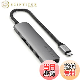 【送料無料】SATECHI スリム V2 マルチ USB-C ハブ 6in1 USB-C PD(60W), 4K HDMI(60Hz), Micro/SDカードスロット, USB-A (MacBook Pro/Air2018以降/M1/M2, iPad Pro など対応) USB ハブ TYPE-C 色：スペースグレイ、サイズ：Slim PLUS