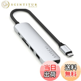 【送料無料】SATECHI スリム V2 マルチ USB-C ハブ 6in1 USB-C PD(60W), 4K HDMI(60Hz), Micro/SDカードスロット, USB-A (MacBook Pro/Air2018以降/M1/M2, iPad Pro など対応) USB ハブ TYPE-C 色：シルバー、サイズ：Slim PLUS