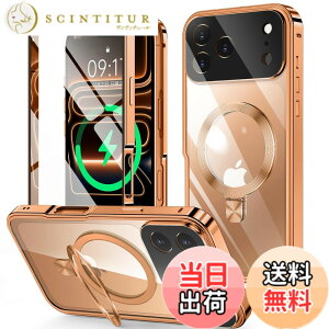 �y���������ziPhone 14/15/ �V���[�Y �P�[�X �X�^���h�@�\�t���E�A�N�V�����{�^�� �F�F�I�����W�A�T�C�Y�FiPhone 17 Pro