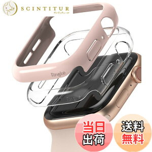 �y���������zJP - Ringke Apple Watch Series 6 / 5 / 4 / SE 40, 44mm Slim �F�FClear & Peach Pink (2P)�A�T�C�Y�F[6 / 5 / 4 / SE 44mm]