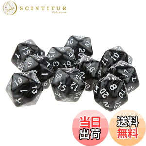 �y���������zYourandoll 10�� ���ʑ̃_�C�X D20�T�C�R�� 20�ʃ_�C�X Dungeons and Dragons �ADND�A TRPG�A MTG �T�C�R���Ȃǃe�[�u���Q�[���p �F�F�u���b�N�A�T�C�Y�F16mm