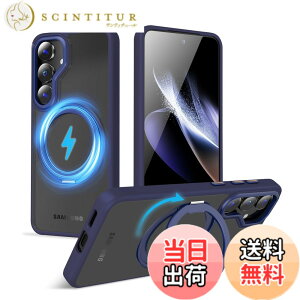 �y���������zMagSafe�Ή��P�[�X 360°���R��]�X�^���h �ϏՌ��� �����O�t�� ���G��ǂ� �S�ʕی� �h�o �F�F�u���[�A�T�C�Y�FGalaxy S25 �p