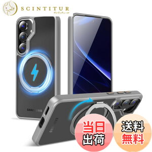 �y���������zMagSafe�Ή��P�[�X 360°���R��]�X�^���h �ϏՌ��� �����O�t�� ���G��ǂ� �S�ʕی� �h�o �F�F�O���[�A�T�C�Y�FGalaxy S25 Plus �p