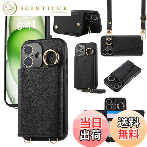 �y���������zXKringCKPTcs Wallet Case for iPhone 16 �F�F�u���b�N�A�T�C�Y�FiPhone 16 Plus