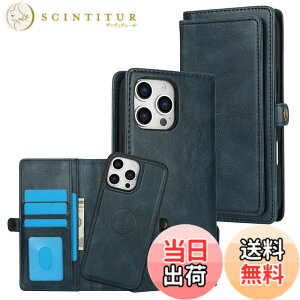 �y���������zfor iPhone 16 Many Card Slots 2in1 Detachable Wallet Case �F�F�u���[�A�T�C�Y�FiPhone 16 Pro