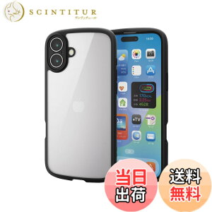 �y���������z�G���R�� iPhone 16 Plus �P�[�X �N���A �ϏՌ� �Ռ��z�� �Ɍ��݌v �n�C�u���b�h ���^ �y�� �X�g���b�v�z�[���t�� �S���G�A�[�N�b�V���� �X�g���b�v�z���_�[�V�[�g�t TOUGH SLIM LITE �F