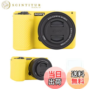 �y���������zRieibi �V���R���ی�P�[�X Sony Alpha ZV-E10 II �J�����P�[�X �X�N���[���v���e�N�^�[2�t�� �y�� ZV-E10II�P�[�X �O���b�v���o���� Sony ZV-E10 II�J�����P�[�X�p �F�FYellow