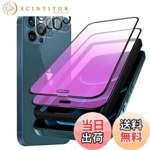 �y���������z�K���X�t�B���� iPhone 13mini �p �y2���Z�b�g�z�S�ʕی� �t�B���� �t���J�o�[ �t����� 5.4�C���`�Ή� �C�A�[�� �\��t���ȒP �F�F�u���[���C�g�J�b�g- 4������A�T�C�Y�FiPhone 12 Pro