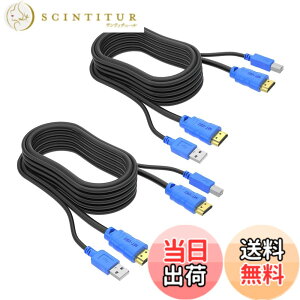 �y���������zMT-VIKI USB HDMI KVM�P�[�u�� 2�{�p�b�N 10�t�B�[�g 4K HDMI USB A - HDMI USB B �c�C���R�[�h �W��KVM�X�C�b�`�p 10�t�B�[�g �F�F�u���b�N&�u���[�A�T�C�Y�F10ft