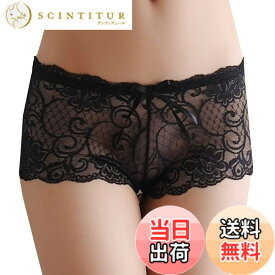 【送料無料】BUZZxSELECTION(バズ セレクション) レディース レース セクシー 花柄 シースルー ショーツ 下着 パンツ ランジェリー TV134 色：01ブラック、サイズ：Free Size