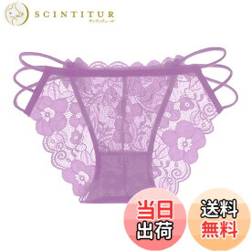 【送料無料】[バズ セレクション] 花柄 リボン シースルー ショーツ セクシー 下着 パンツ ランジェリー レディース TV213 色：パープル、サイズ：Free Size