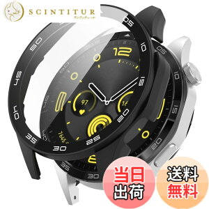 �y���������zBUITFOU HUAWEI WATCH GT 4 �J�o�[ �P�[�X �����^ PC+�K���X�f�� ��̌^ �S�ʕی� �����ȒP �ϏՌ� �����ߗ� �w��h�~ ���h�~�i�u���b�N�j �F�F�u���b�N
